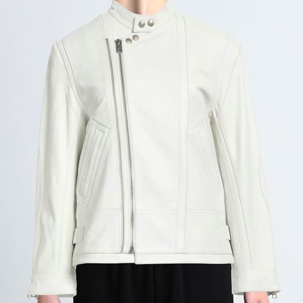 ZADIG & VOLTAIRE White Leather Jacket Size M